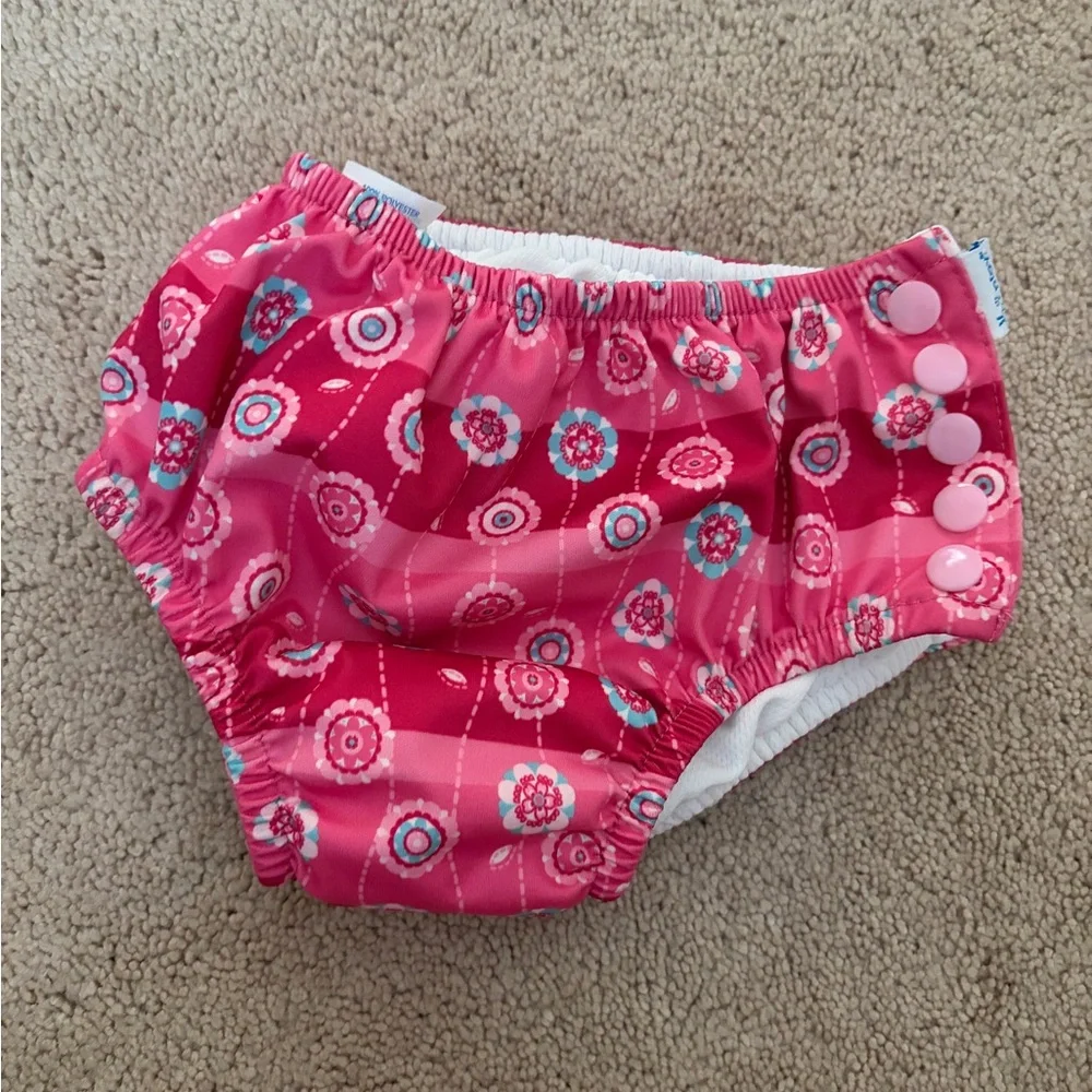 Pink Floral Swim Diaper Cover with Snap Closures reusable iPlay 2T 24M